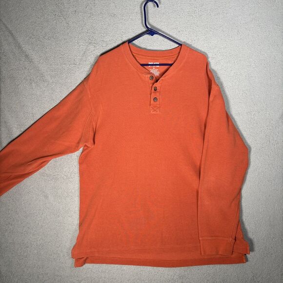 Duluth Trading Company Henley Shirt Mens Size XL Orange Long Sleeve Thermal Knit - Picture 1 of 11